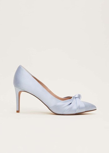 Phase Eight Satin Knot Front Court Heels Blue Canada | KRABNW-183